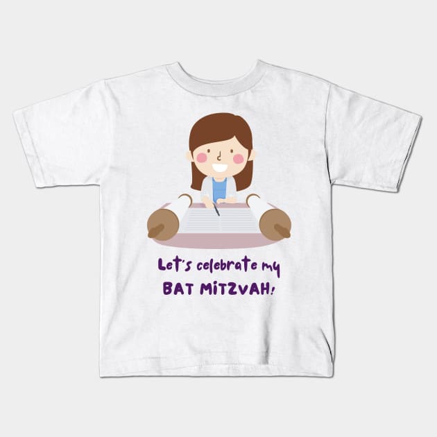 Let's Celebrate My Bat Mitzvah - Funny Yiddish Quotes Kids T-Shirt by MikeMargolisArt